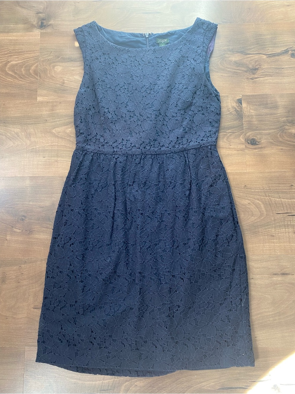 J. Crew Navy Lace Sleeveless Fit & Flare Dress